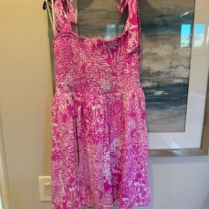 Pink and White Floral Dress